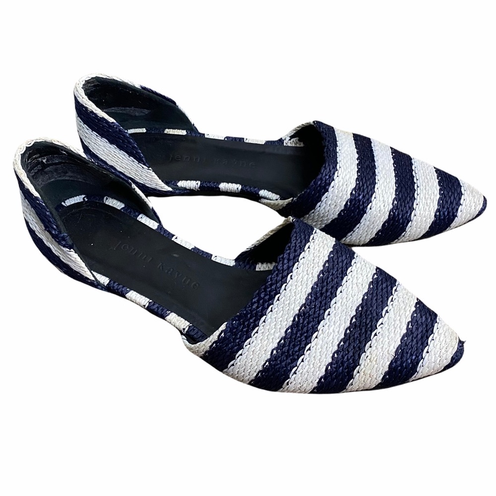 JENNI KAYNE
'd'orsay' Flat woven navy white striped slip on flats sz 36